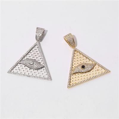 China High Quality Dense Hiphop Mai Word Zircon Triangle Eyes Hip Hop Jewelry Pendant for sale