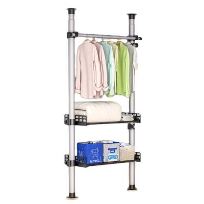 China Standing Clothes Cabinet (Size) Small Adjustable Hole Portable Movable Simple Portable Retractable Metal Wardrobe Small For Bedroom for sale