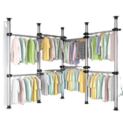 China Modern stainless steel single wardrobe non punching clothespress wardrobe (height) new design adjustable for sale