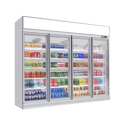 China Single-temperature Supermarket 4 Door Fridge Glass Beverage Display Fridge for sale