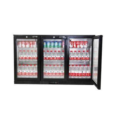 China Single-temperature OEM Commercial Triple Door Glass Cooler Rear Bar Fridge for sale