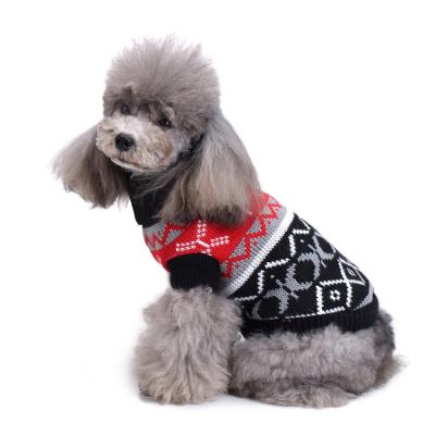 China Bone Viable Stripe Sweater Pet Collar Dog Clothes Christmas Snowflake Dog Sweater Autumn Winter High for sale