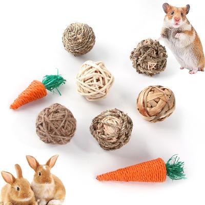 China Stocked Hamster Toy Molar Toys Water Grass Rabbit Chinchilla Play Ball Weaving Molar Feeding Supplies for sale