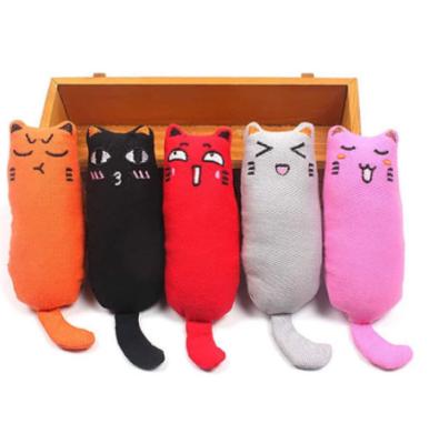 China Healthy Catnip Stocked Toy Cats Products for Pets Cute Cat Toys for Kitten Teeth Grinding Cat Plush Thumb Pillow Pet Accessories for sale