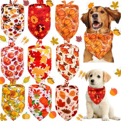 China New Pet Viable Products Hot Selling Thanksgiving Triangle Scarf Universal Decoration Cat Dog Leaf Pumpkin Mouth Towel for sale