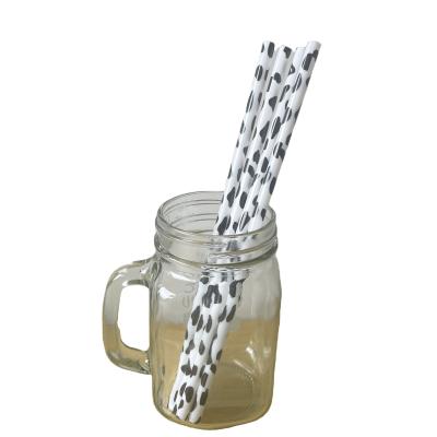 China 9in Party Decorations Cow Print Plastic Hard Straws Animal Print Drinking Straw PP Custom Viable Reusable for sale