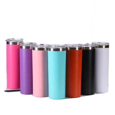 China Viable Wholesale Powder Coating 20 Ounce Skinny Stainless Steel Wedding Tumblers, Double Wall Straw Tumbler, Customization Tumblers for sale