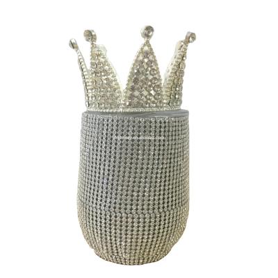 China Viable DIY Crown Tumbler On Lid Decoration On Lid 12oz Coffee Mug Diamond Tumbler for sale