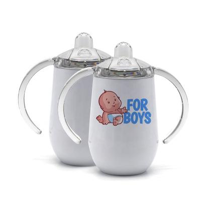 China DIY Blank Sublimation Double Wall Disposable Vacuum Insulated Stainless Steel Kids Baby Sippy Cup Mug Tumbler 10 Ounce for sale