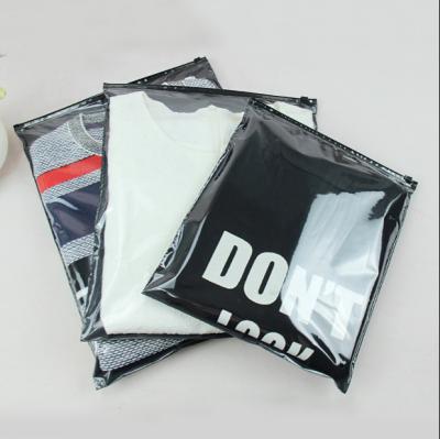 China Recyclable Custom Design Logo Printing Transparent Frosted PVC Zipper Bag For Clothing Packaging for sale