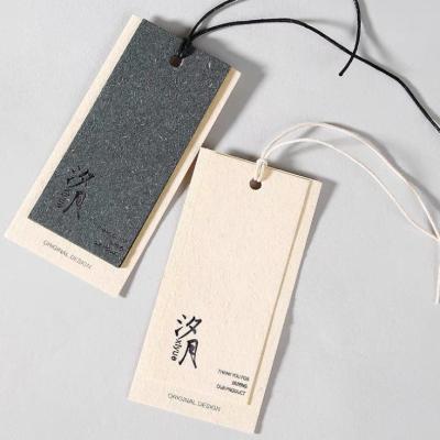 China Custom Recyled logo label printing paper swing hang tags clothes apparel label card for garment with rope/string for sale