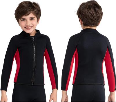 China Neoprene Top Womens Kid Wetsuit Men 3mm Kids Jacket Long Front Zipper Wet Suit 2mm For Swimming Diving Surfing for sale