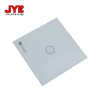 China Switch Panel Accessories Silk Screen Button Light Translucent Glass Cover Panel For Home Appliances for sale