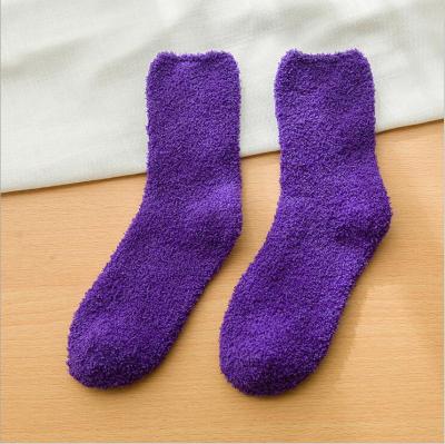 China PH-702 House Girls QUICK DRY Stockings Floor Winter Fluffy Coral Fleece Socks Thick Sleeping Fuzzy Sock Soft Candy Color Women for sale