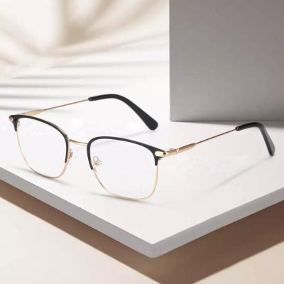 China For Fsahion Custom Metal Men's Half Eye Frame Reading Glasses Glass New Rimless Design Fit Optical Glasses for sale