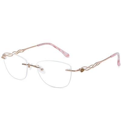 China Rimless Eyewear Frames Woman AX1272 Titanium Glasses Female Optical Glass Frame Titanium Optical Glasses for sale