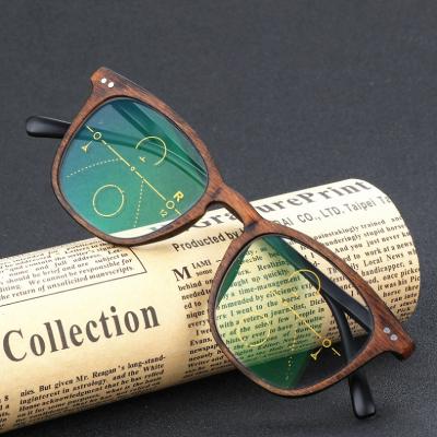 China Slim Classic Custom Vintage Wood Grain Reading Glasses Progressive Reading Glasses for sale