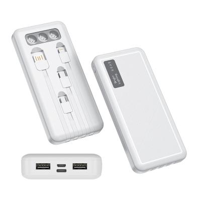 China 2 USB Port Wholesale Price High Capacity 20000mAh Portable Power Bank With 4 Type C Micro Dual USB Cables For Mobile Phone for sale