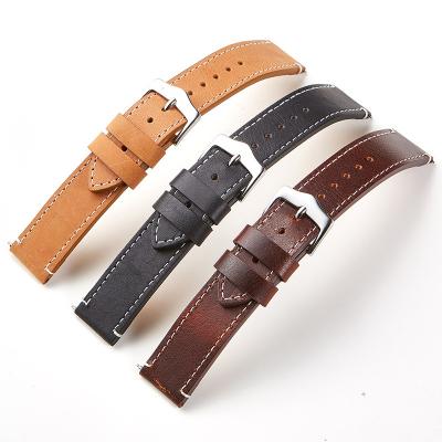 China ALK VISION Women's leather band  three-color oil wax leather quick release smart strap accessories 20mm 22mm for sale