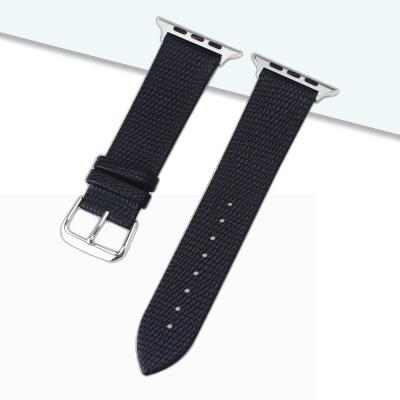 China Watch band for Iwatch Series 5 4 3 Lizard Pattern Cow Genuine leather Black Bracelet Strap wristband 38mm 40mm  42mm 44m for sale