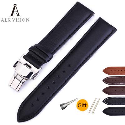 China ALK Watch Band Bracelet Multicolors Strap Pin Buckle Watchband Belt Accessories Cow Leather Vintage Brown 18mm 20mm 22mm for sale