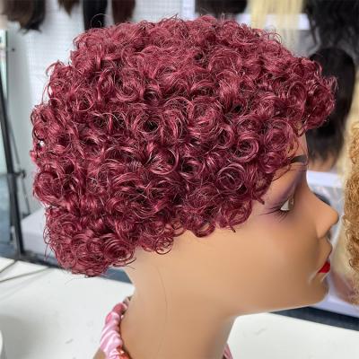 China Cheap Jerry Curl Wholesale Brazilian Human Hair Water Wave Pixie Lead Cut Short Hair Human Wig for sale