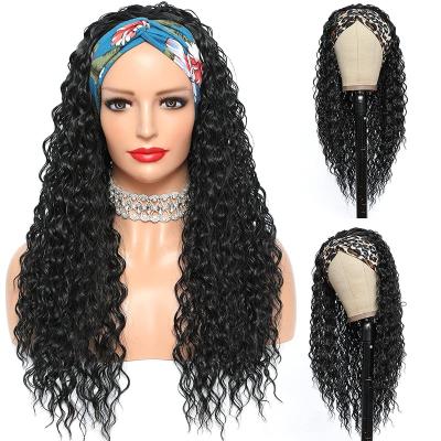 China Hot Selling Synthetic Curly Hairband Wigs Headband Wig Synthetic Curly Brown For Black Women for sale