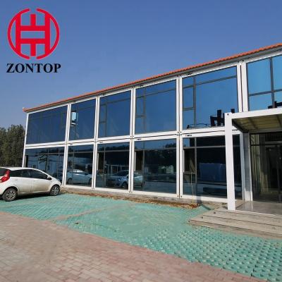 China Zontop new design easy assemble large scale glass wall bench 2 bedroom flat packed container home for sale