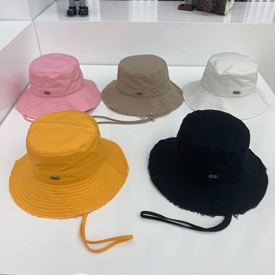 China Picture Factory The Correct English Outdoor Vintage Embroidery Letter J Boy Girl Wide Brim Bucket Hat for sale