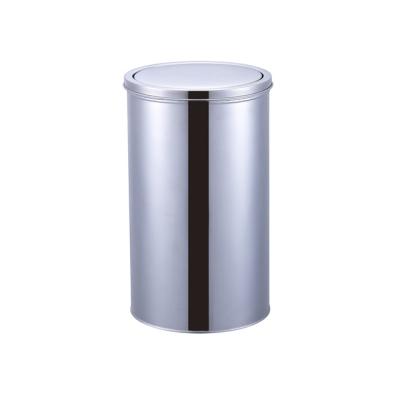 China Sustainable High Quality Stainless Steel Waste Bin Made Of Metal And Circular Waste Bin With Swing Lid for sale