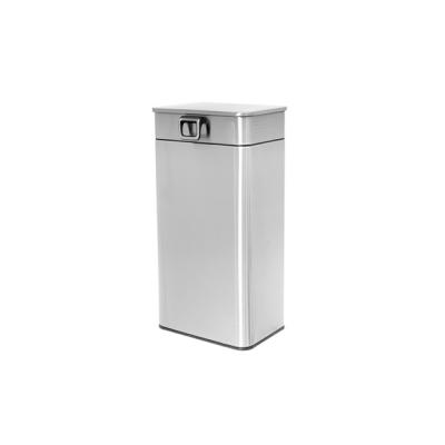 China Viable High Standard 30L Rectangle Stainless Steel Waste Metal Trash Can Waste For Kitchen for sale