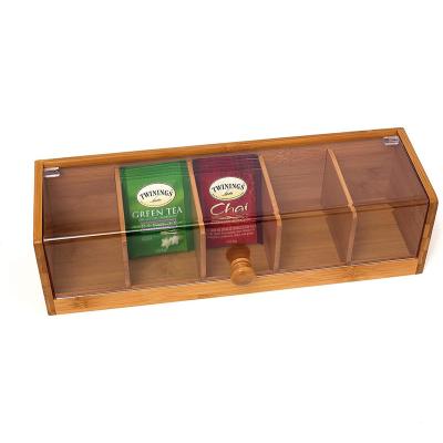 China Europe hot sale wooden tea and coffee bag storage box,organic glass transparent acrylic cover for sale