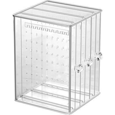 China Europe 3 Drawer Earrings Customizable Transparent Vertical Jewelry Display Frame Hanging Acrylic Storage Box for sale