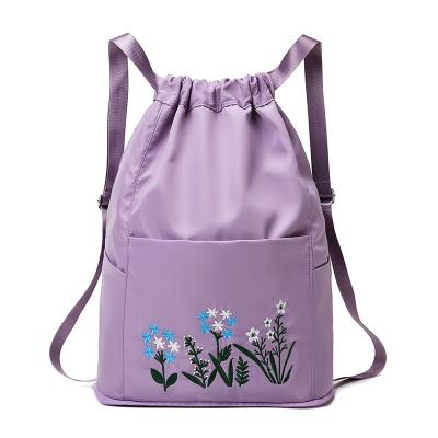 China China Manufacturer Embroidery Travel Bags Ladies Drawstring Backpack Girls Waterproof Outdoor Bucket Handbags for sale