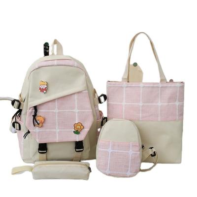 China 2022 manufacturers 4 anti-theft canvas china female student bag high school material backpack of 1 set for sale