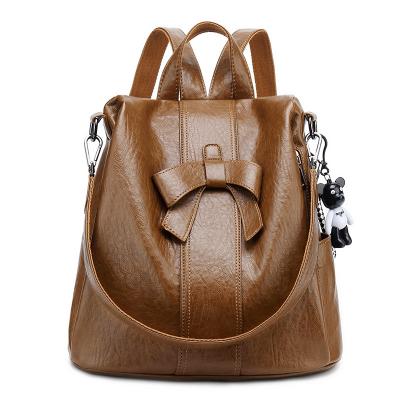 China 2022 Portable Wholesale PU Anti-theft Women Backpack Cute Bowknot Shoulder Bag Girls School Handbags For Travel Shopping for sale