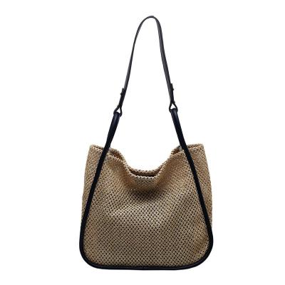 China Wholesale Hot Selling Portable Straw Rattan Women Tote Handbag Clutch Girls Single Shoulder Bag With Purse for sale