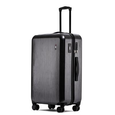 China Lightweight Vintage Luggage Trolley Bag ABS PC Self Weight Expandale Trolley Luggage Suitcase Wire Drawing Traveling Craft 20