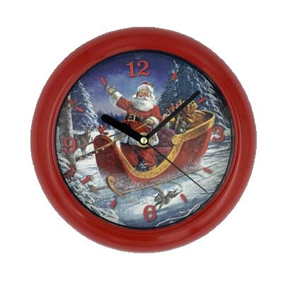 China Hot Selling Plastic Christmas Antique Style Santa Claus Boat Decorative Wall Clock Current Promotion Wholesale Cheap Popular 8 Inch for sale