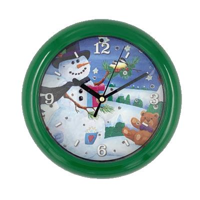 China 12 O'Clock Show 8 Inch Wholesale Cheap Popular Hot Sale Christmas Plastic Music Christmas Current Custom Wall Clock for sale