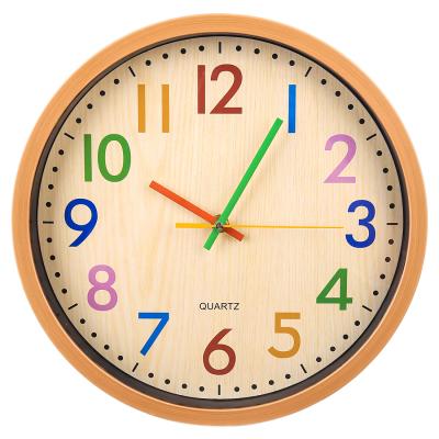 China OEM Antique Custom Style Woodgrain Modern Home Decorative Plastic Wall Clock for sale