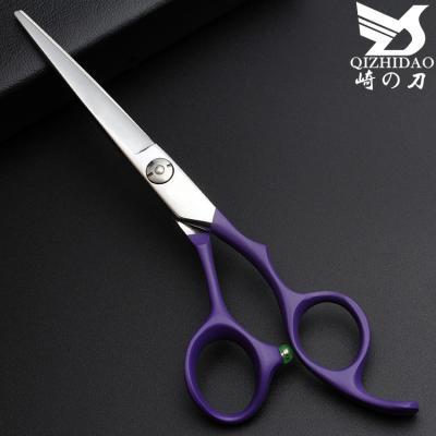 China Hair Cutting Scissors Stainless Steel Barber Scisors With Purple Plastic Handle for sale