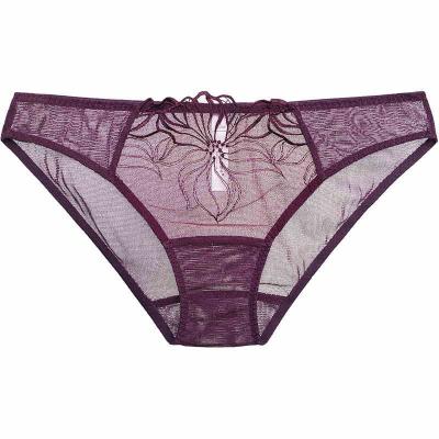 China Sexy Style Mesh Floral Transperant Lady Lace Underwear Women Breathable Hot Panties for sale