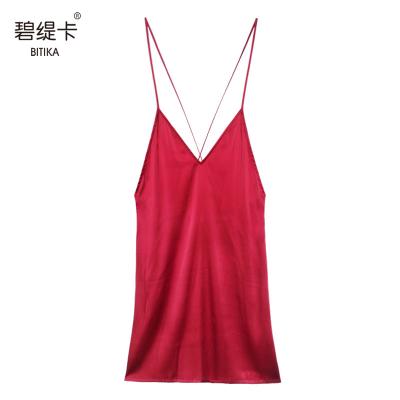 China Comfortable Stain Breathale Nightgown Premium Quality Sexy Silk Pajamas QUICK DRY for sale