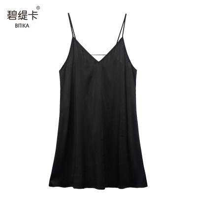 China QUICK DRY Satin Sleepwear Mesh Lace Backless Sling Sleeveless Embroider Women Silk Pajamas for sale