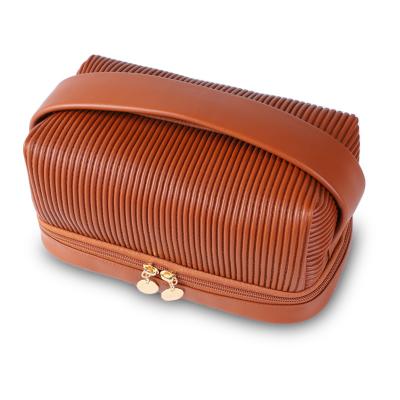 China 2023 Fashion Brown Multifunctional Cosmetic Bags Waterproof Toiletry Bag Designer Makeup Bags For Flexible Travel for sale