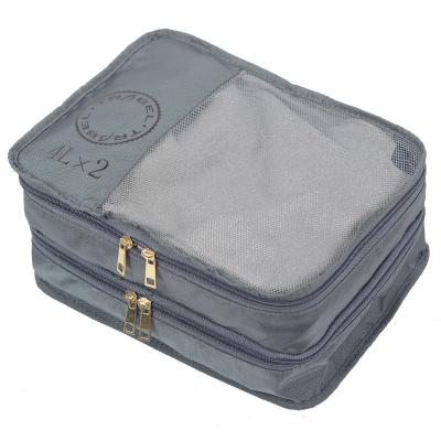 China Fashion Nylon Large Gray Travel Storage Bag Waterproof Customized Clothes Packing Cubes Luggage Organizer for sale