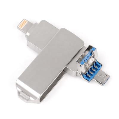 China Metal 3 In 1 OTG USB Flash Drive 64GB USB Stick Drive Disk Type A Micro Lighnting for sale