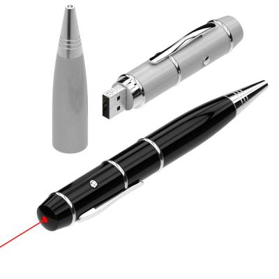 China Hot Selling Stick Metal Pen Shape Usb Flash Drive 2.0 3.0 With Laser Pointer Wholesale for sale