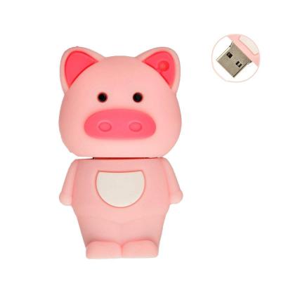 China PVC 2gb 4gb usb flash memory key stick custom plastic cartoon animal pig free key chain pendrive for sale